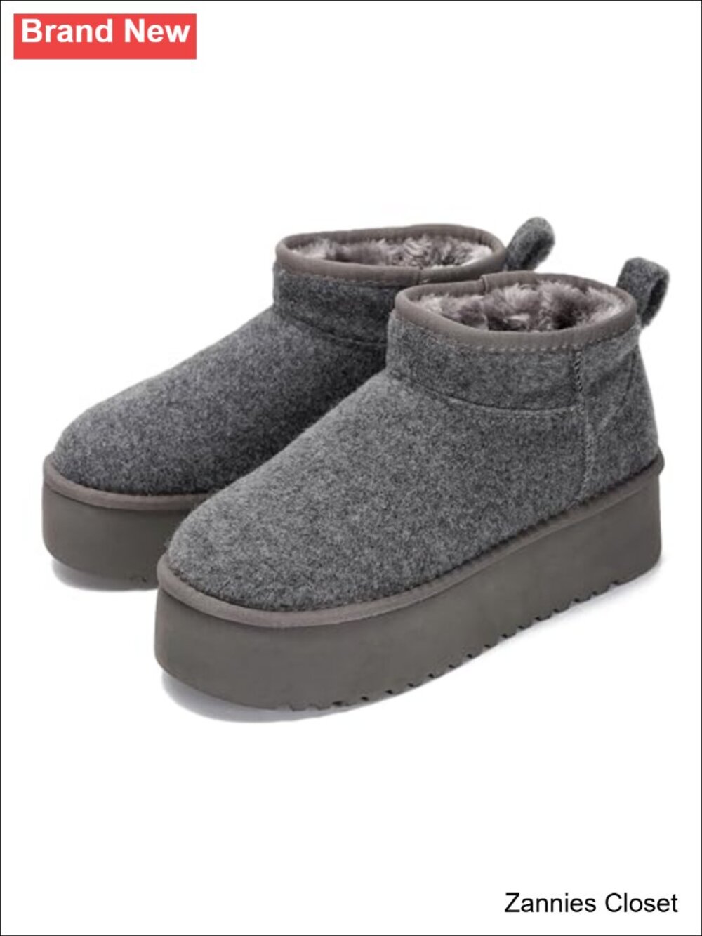 ✨Genuine Leather Ankle Boots for Women Waterproof Platform Fur Lined Winter